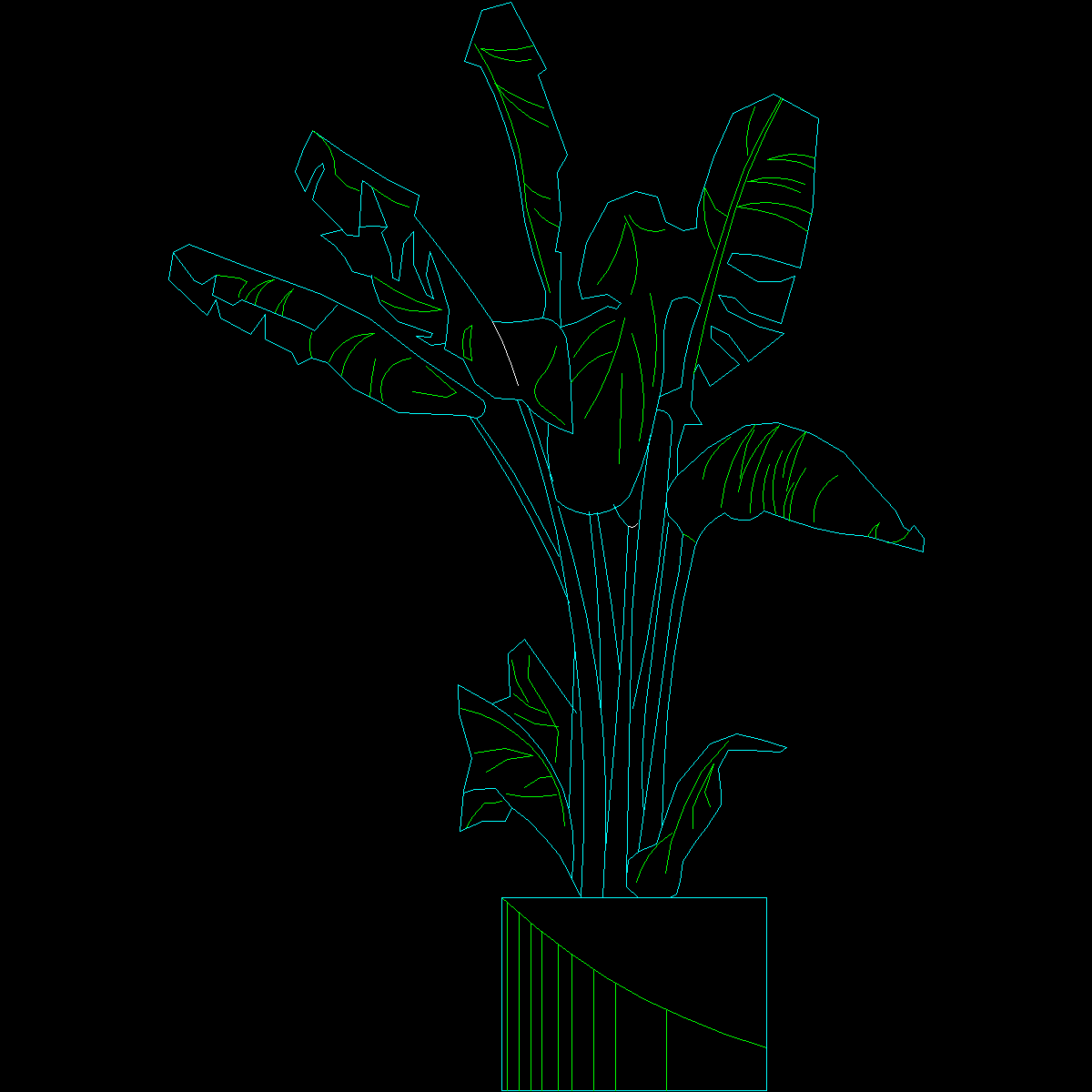 盆栽植物图纸块8 - 1