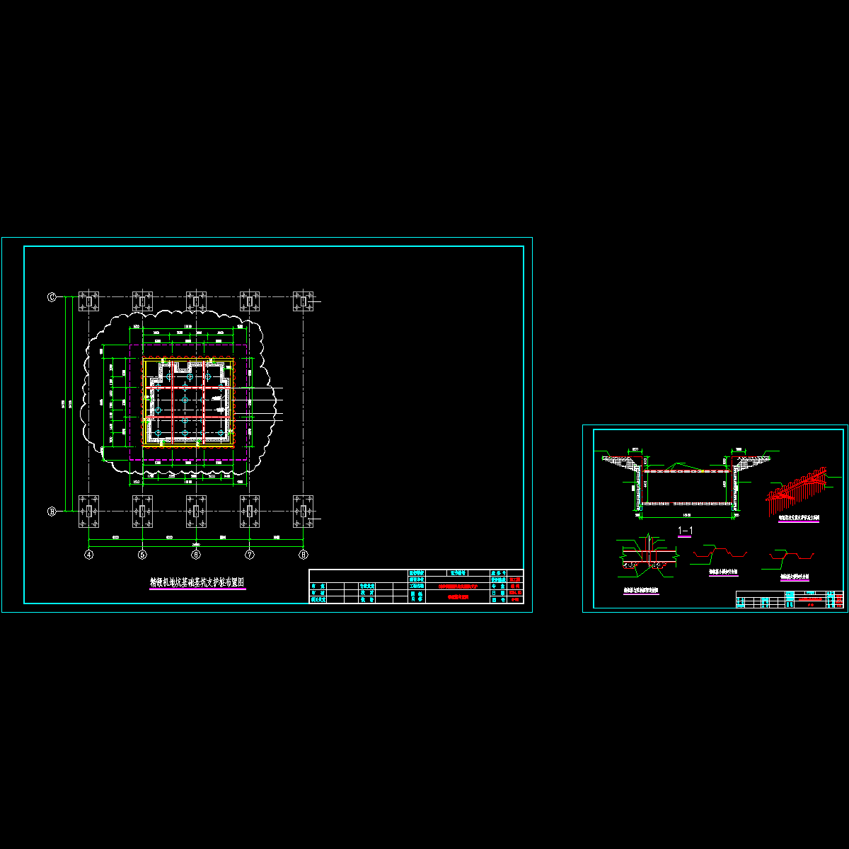 630吨精锻机地坑基坑钢板桩支护大样CAD图纸 - 1