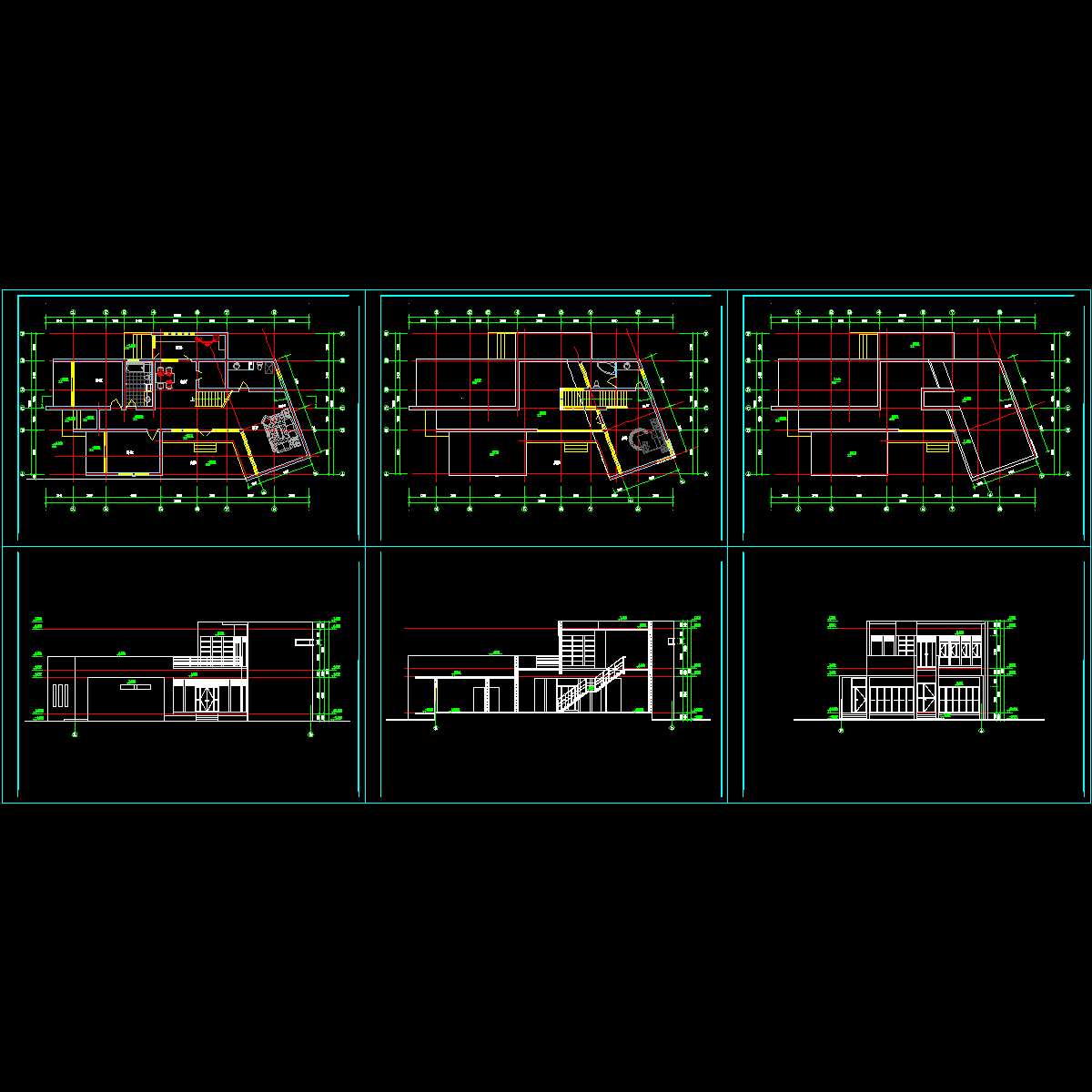 2层现代别墅建筑方案带效果CAD图纸 - 1