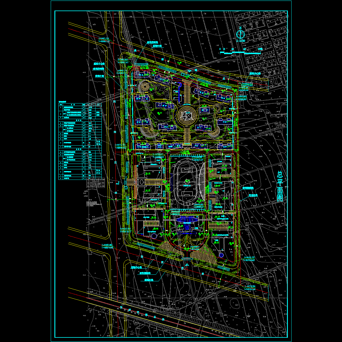 科研基地规划设计总平_CAD - 1