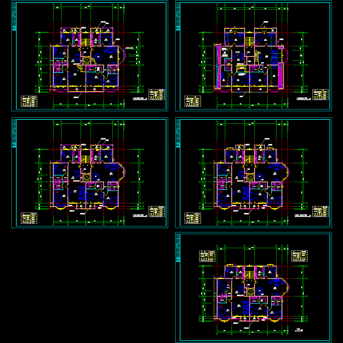 单元楼一梯两户楼层户型设计图纸.dwg - 1