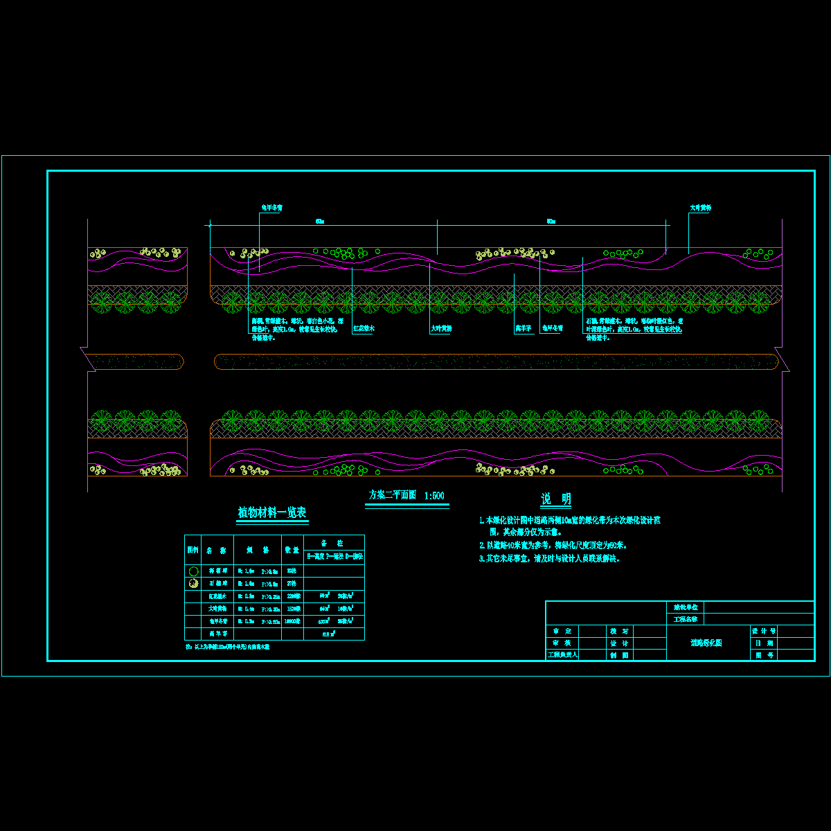 南方城区道路绿化设计CAD图纸 - 1