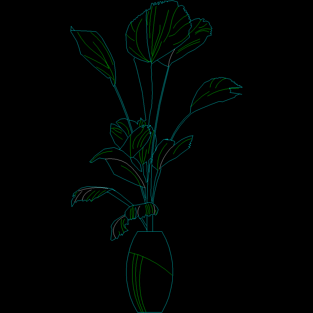 盆栽植物图纸块6 - 1