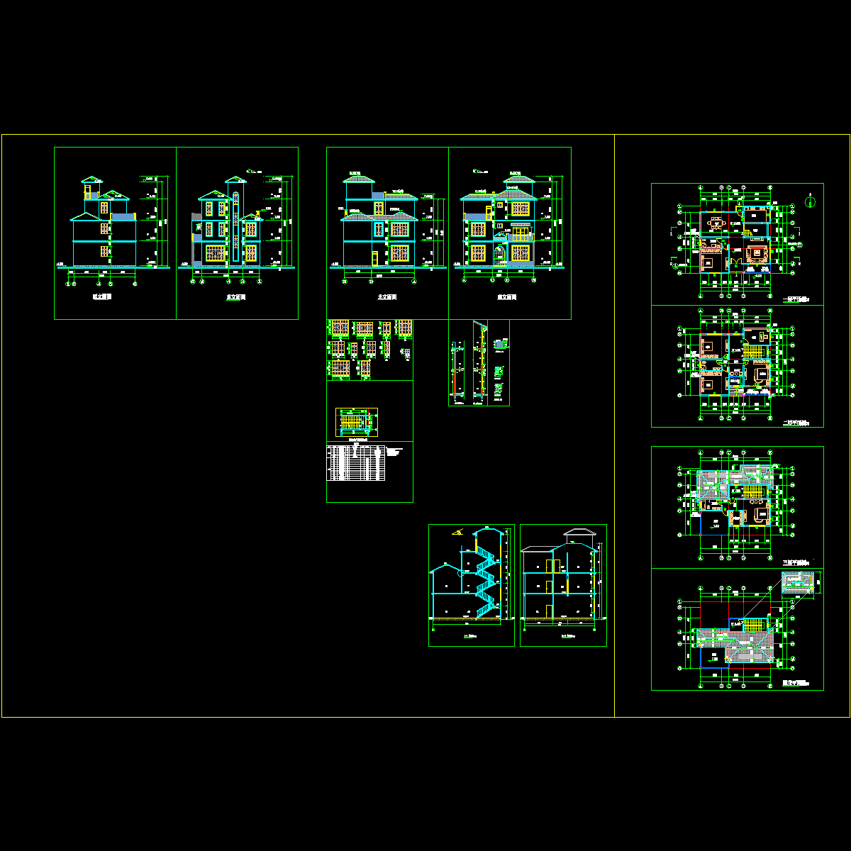 3层新型农村别墅建筑设计方案_CAD - 1