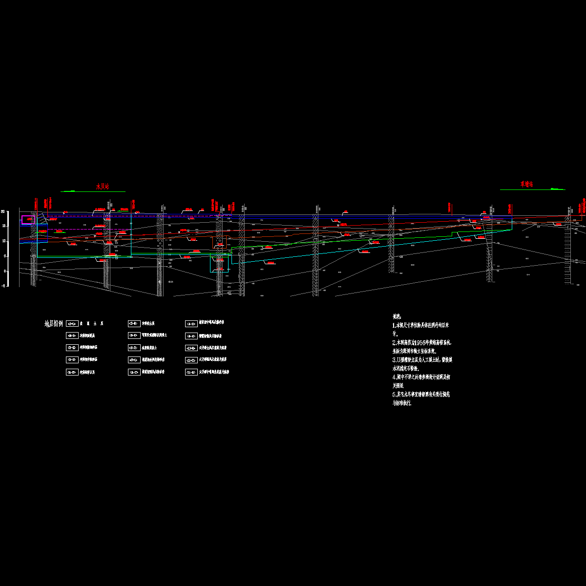 地铁区间深基坑地质纵断面CAD图纸 - 1