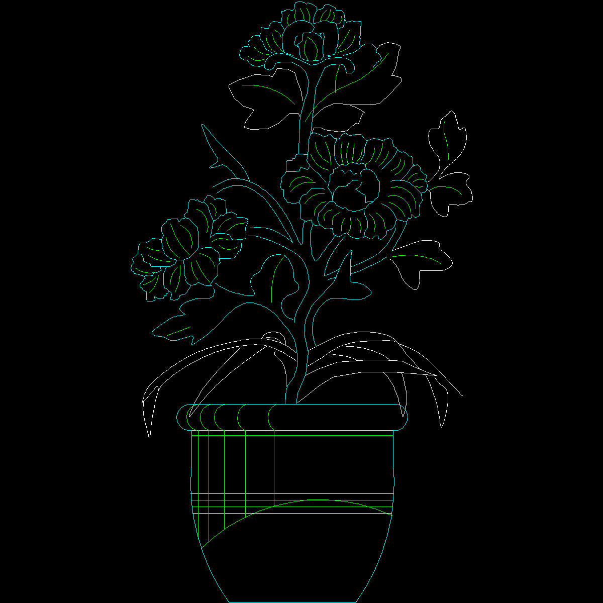 盆栽植物图纸块1 - 1