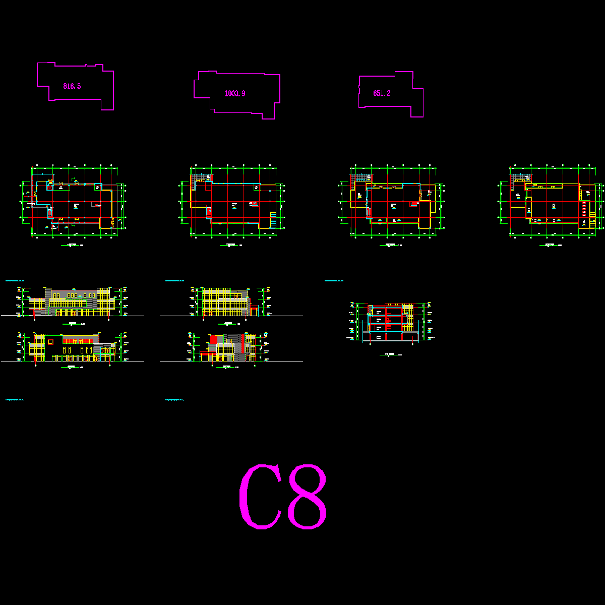 3层工业园区规划C8栋建筑扩初CAD初设图纸 - 1