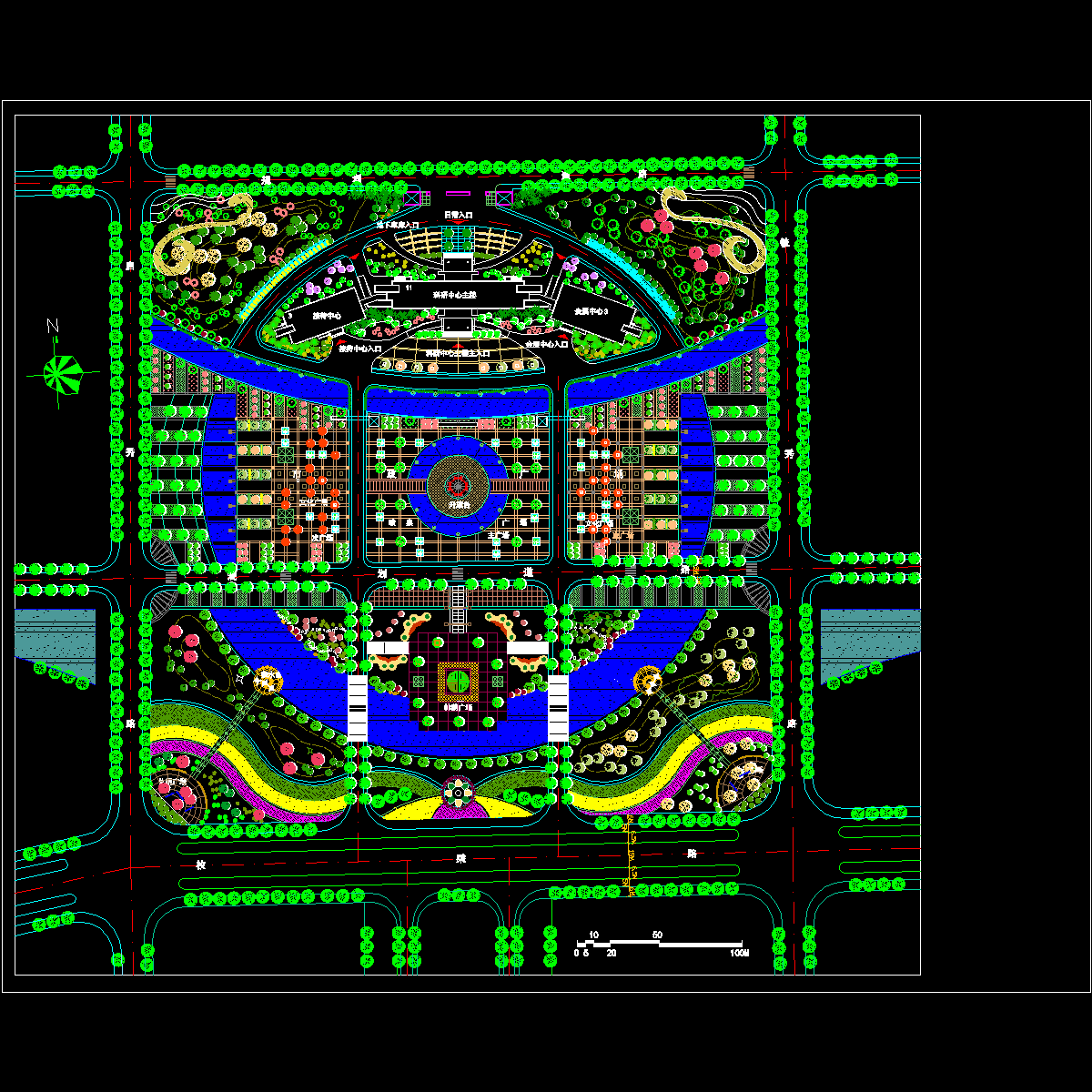 休闲广场绿化景观设计施工CAD图纸 - 1