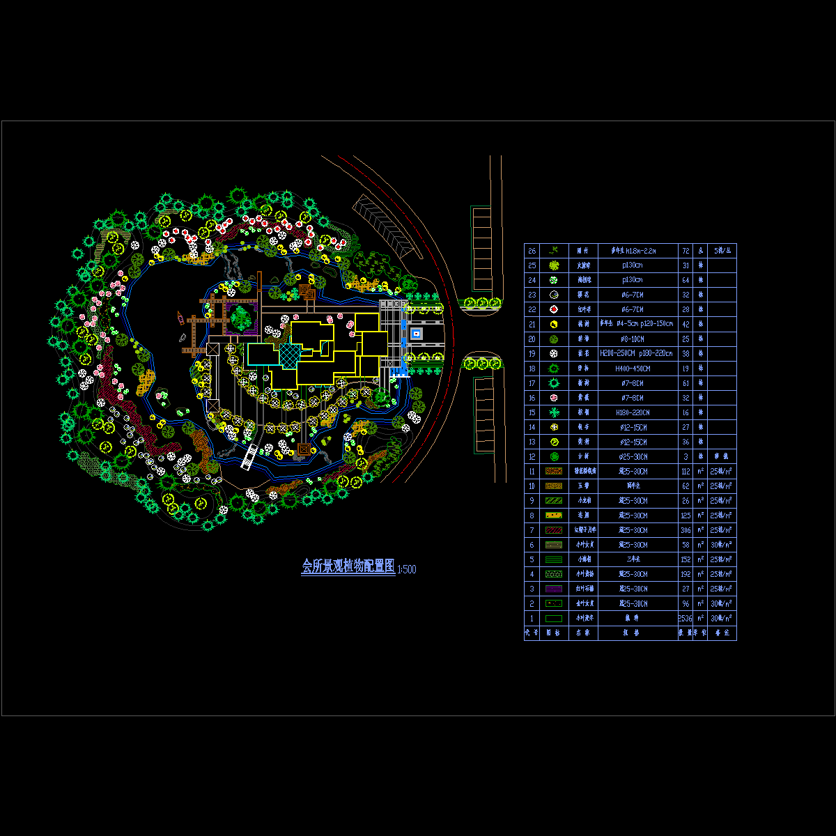 会所景观植物配置图纸 - 1