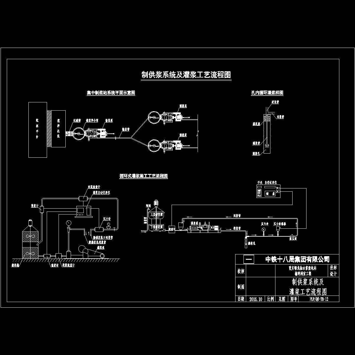 电站辅助洞室制供浆系统及灌浆工艺流程CAD图纸 - 1