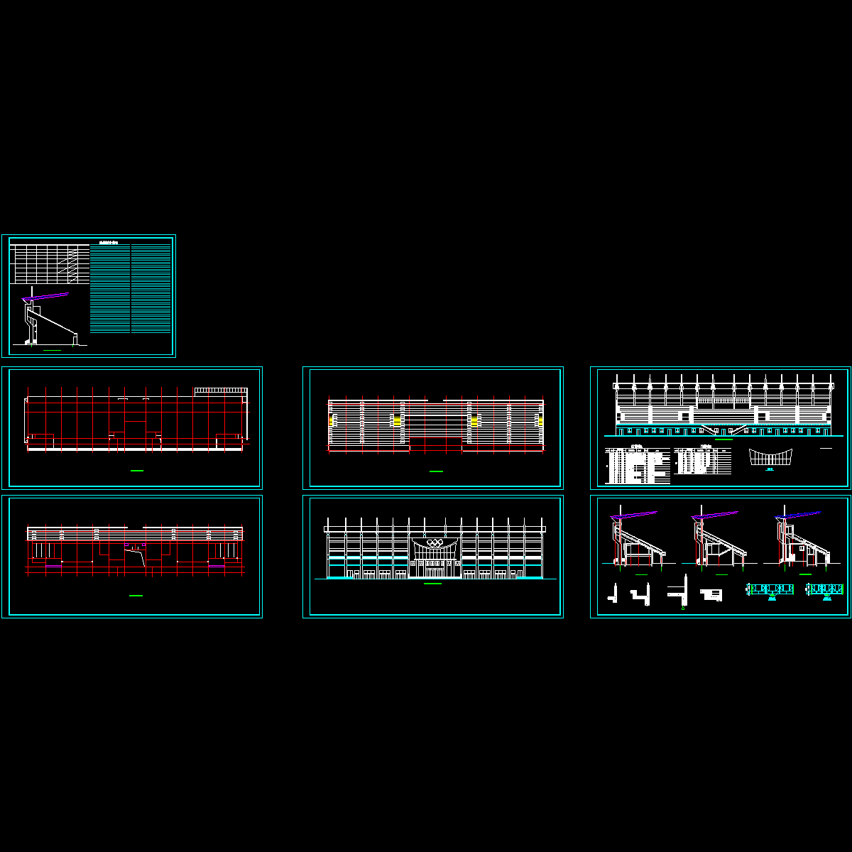 3层县级体育场主席台建筑扩初施工图纸 - 1