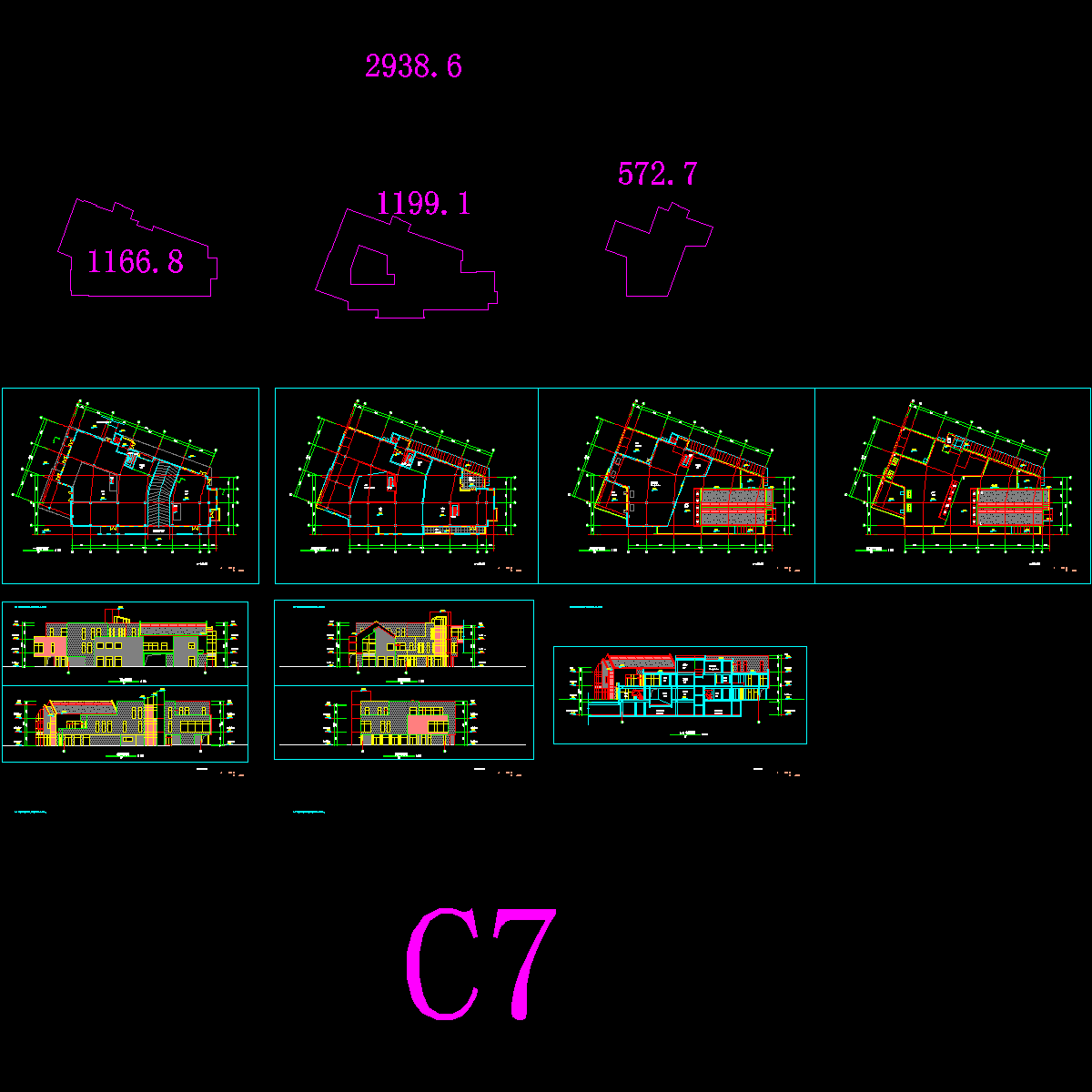 3层工业园区规划C7栋建筑扩初CAD初设图纸 - 1