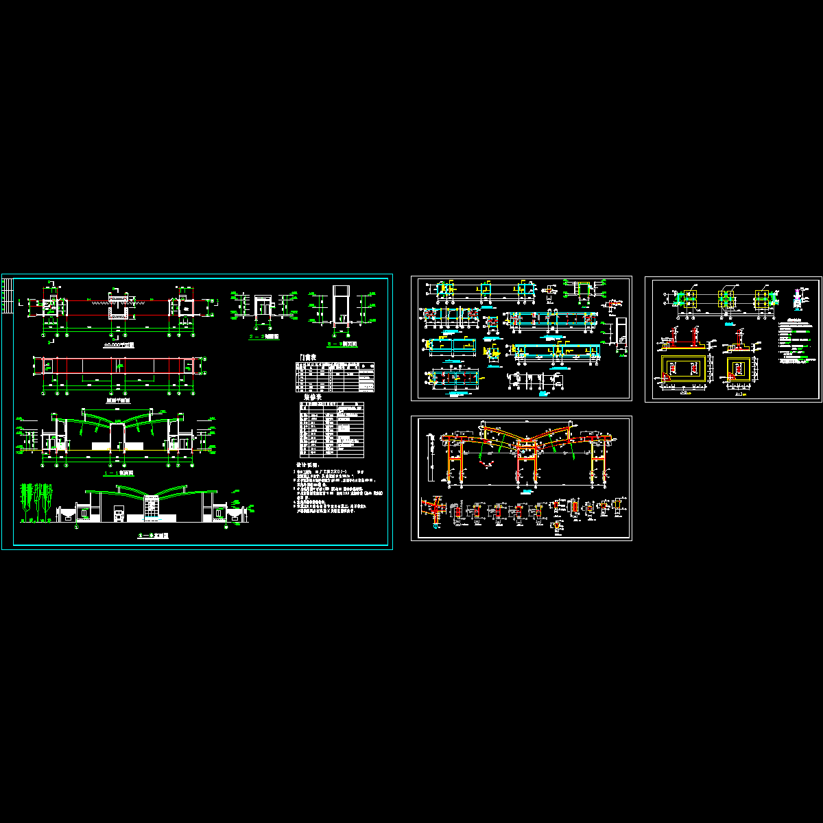 工厂大门建筑施工图纸和cad节点详图_平面图 - 1
