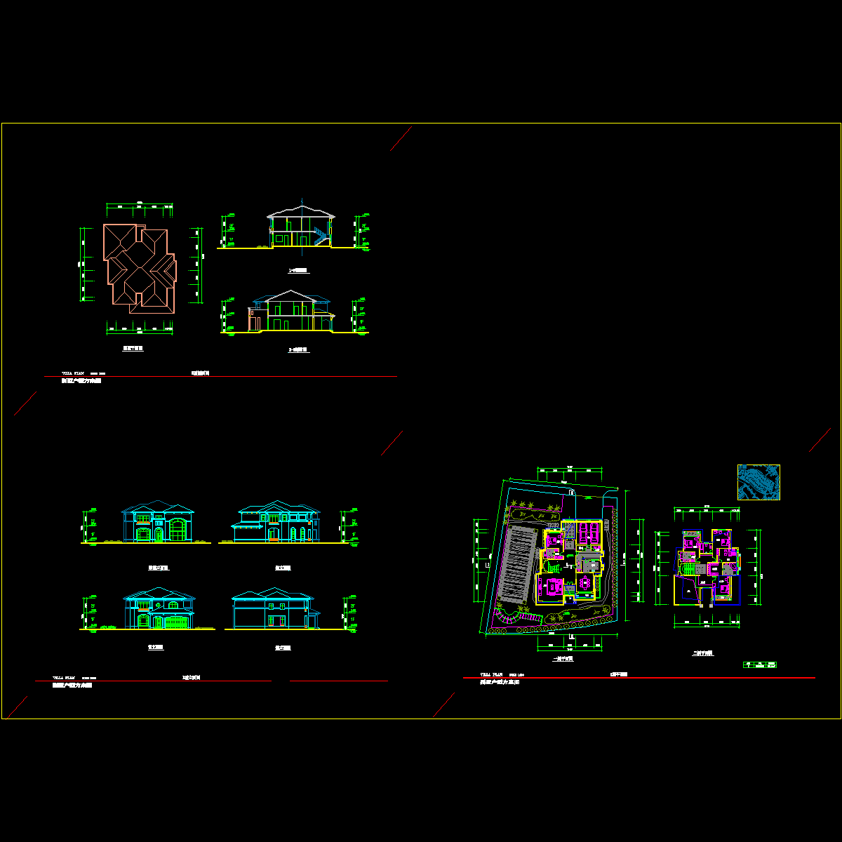 2层欧式别墅建筑方案设计CAD初设图纸（效果CAD初设图纸） - 1