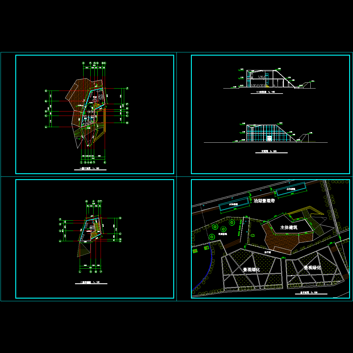 2层休息室建筑施工图纸设计_总平面图_剖面图_cad - 1