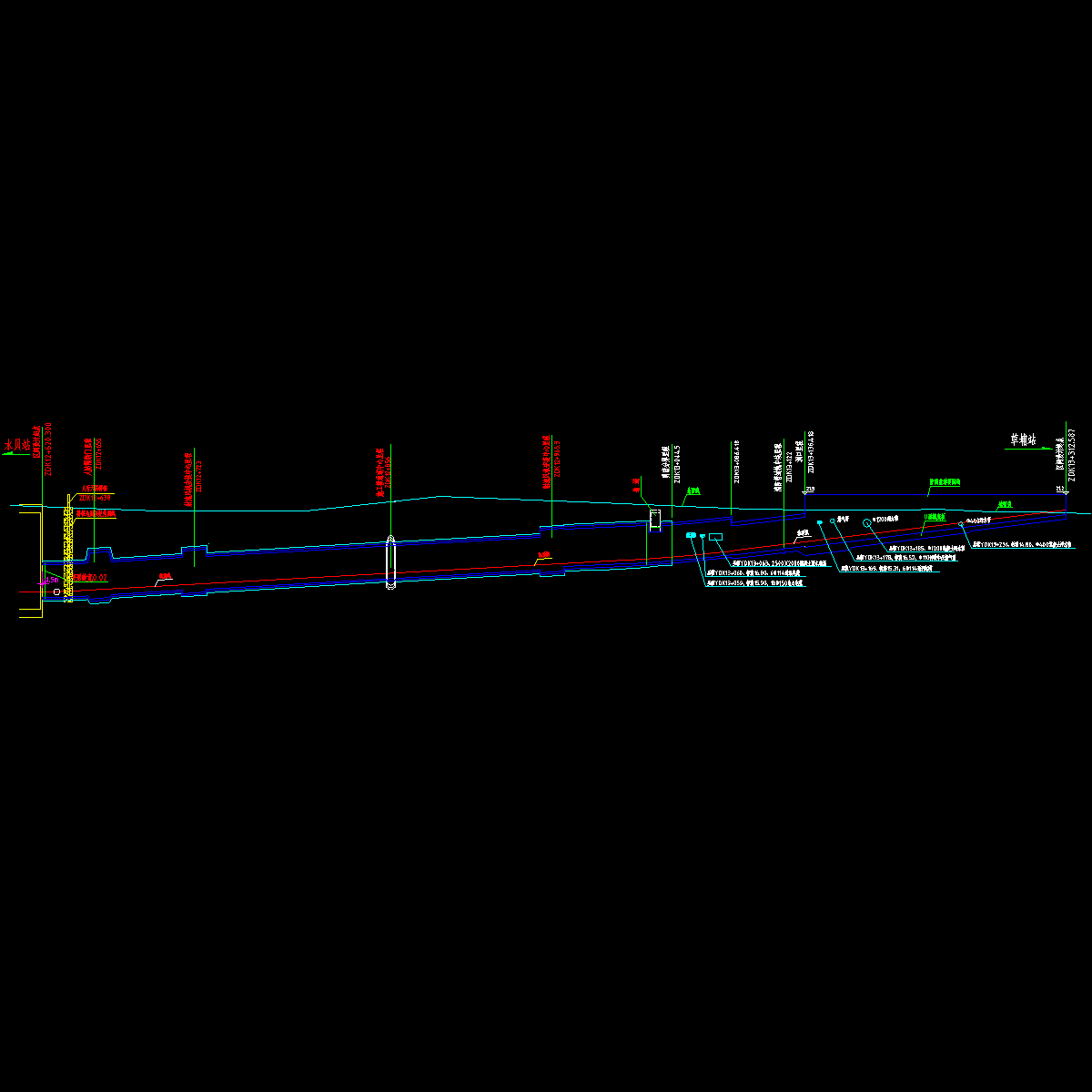 地铁明挖区间深基坑管线改迁设计CAD图纸 - 1