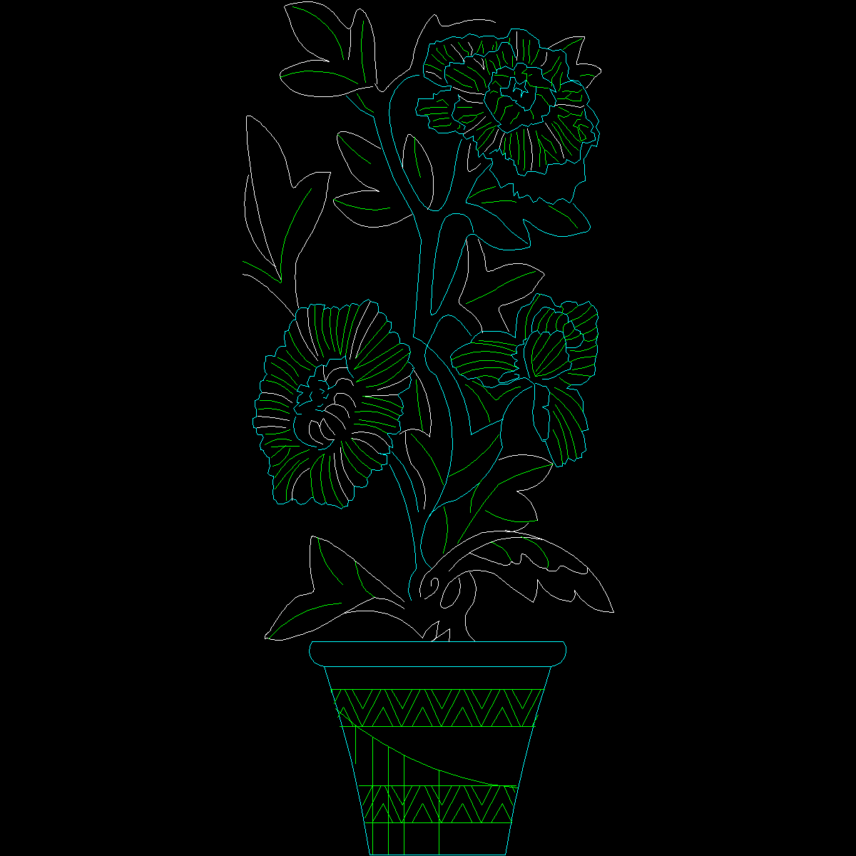 盆栽植物图纸块4 - 1