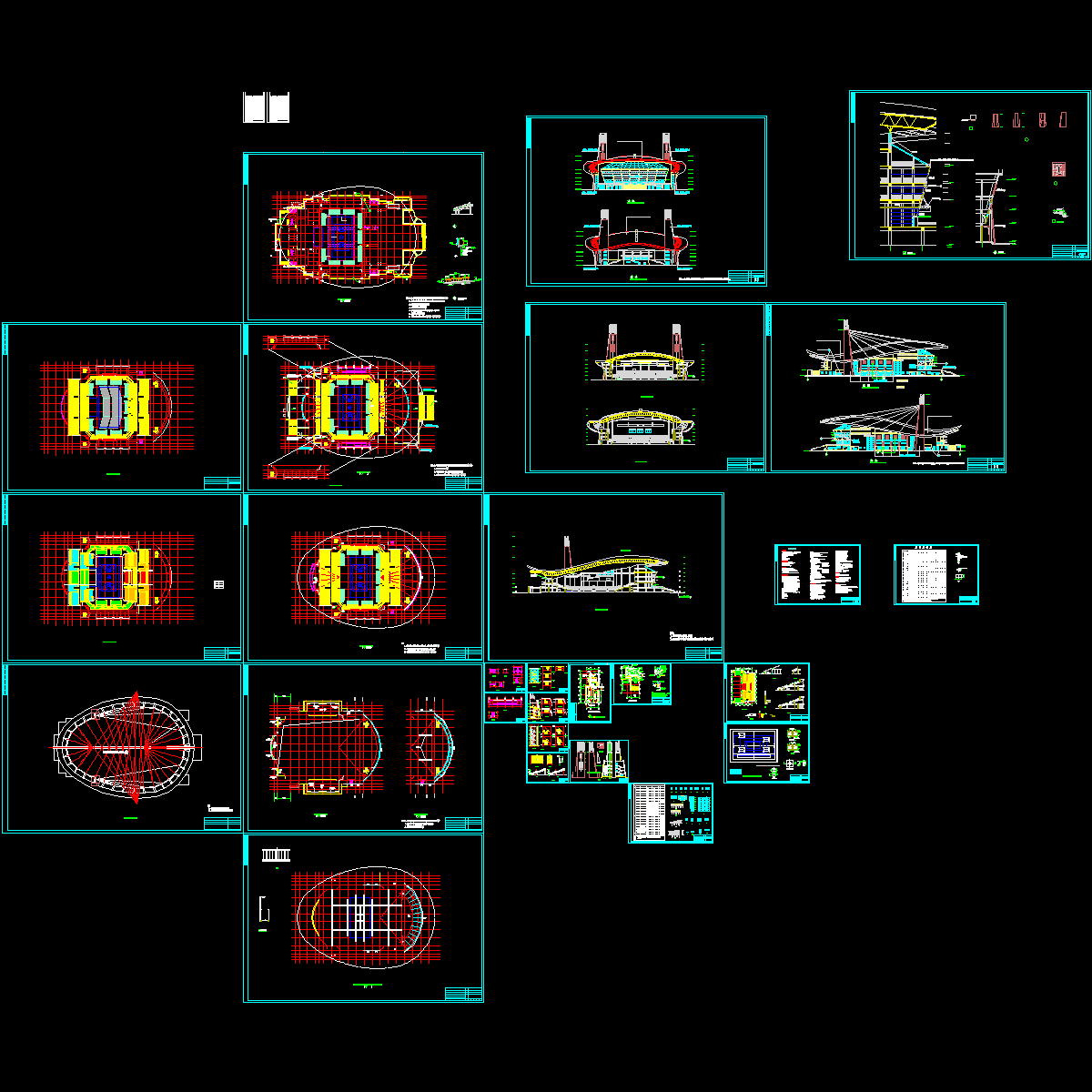 5层体育馆建筑施工CAD图纸及效果图纸 - 1