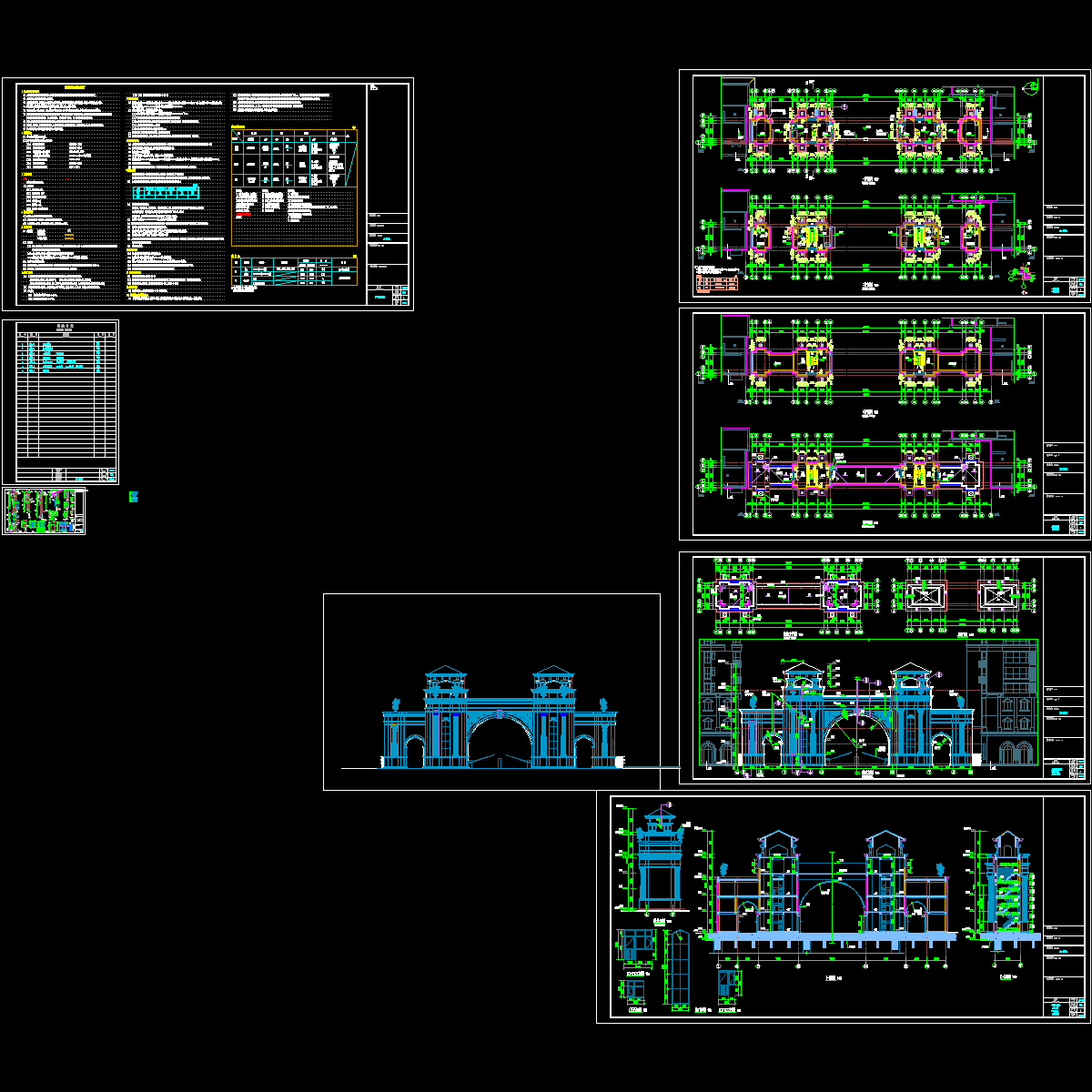 国际商业区大门建筑施工图纸_节点详图_cad大样图 - 1