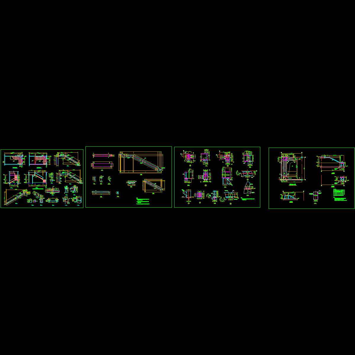钢结构两折楼梯节点构造CAD详图纸 - 1