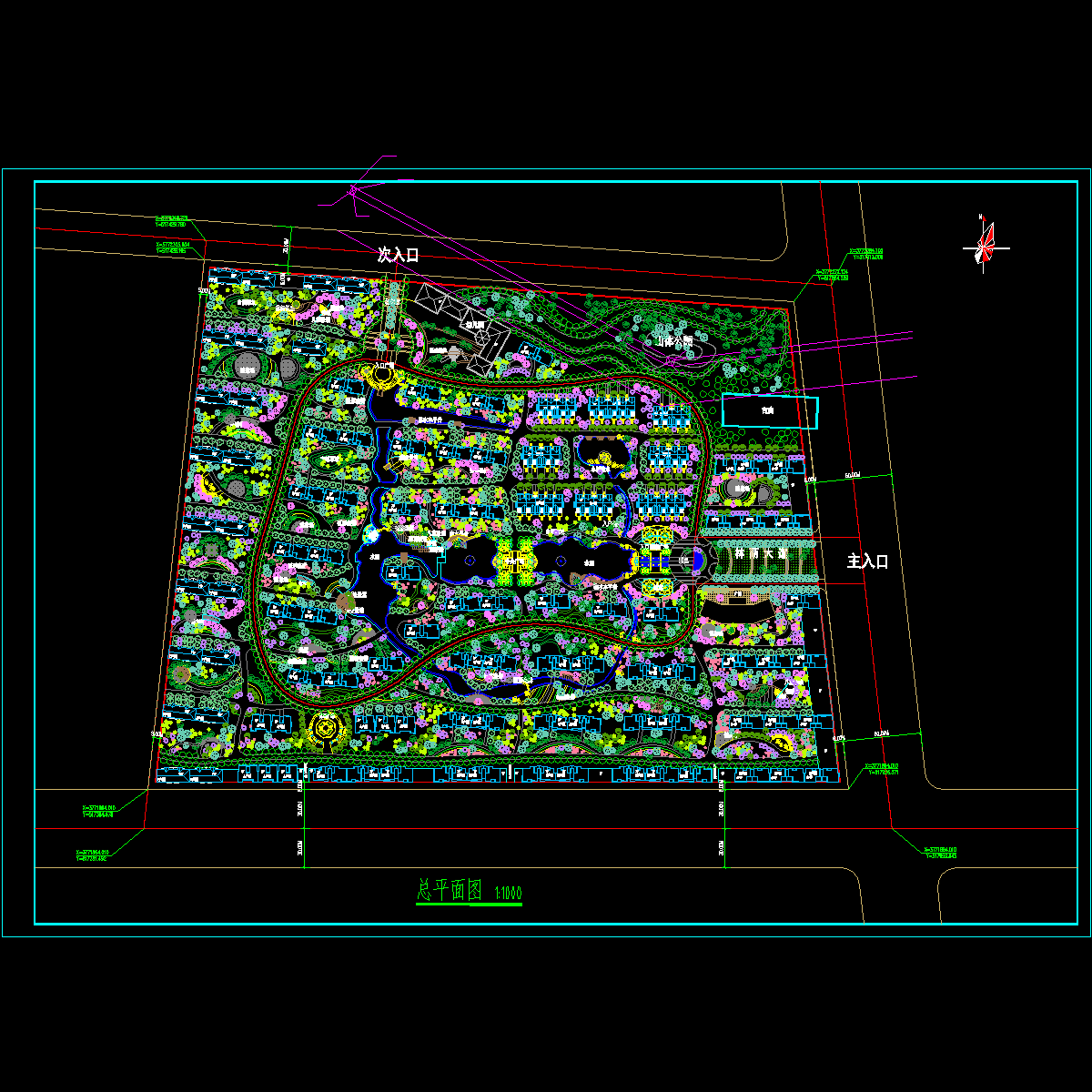 小区景观规划设计平面CAD图纸 - 1
