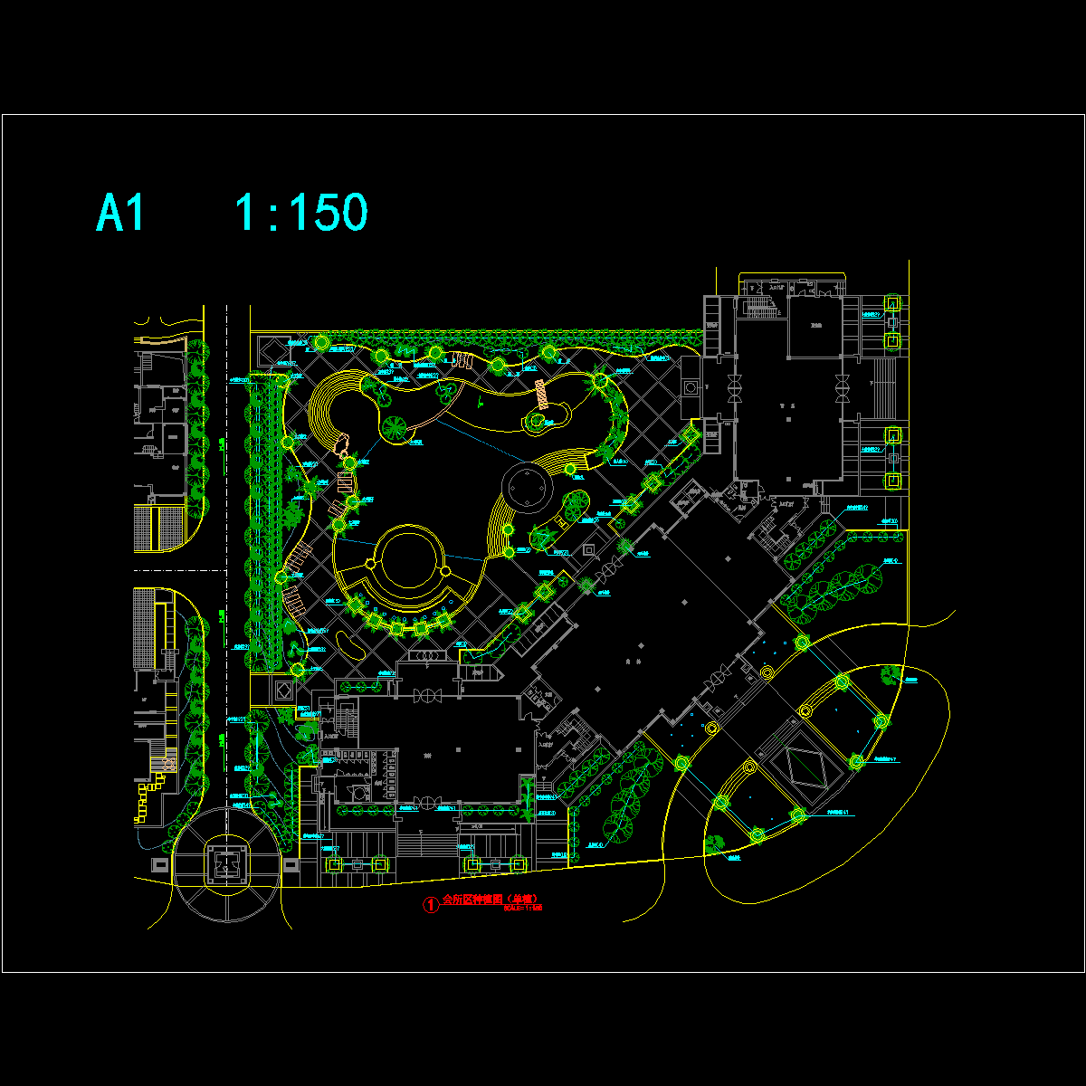 会所周边种植设计CAD图纸 - 1