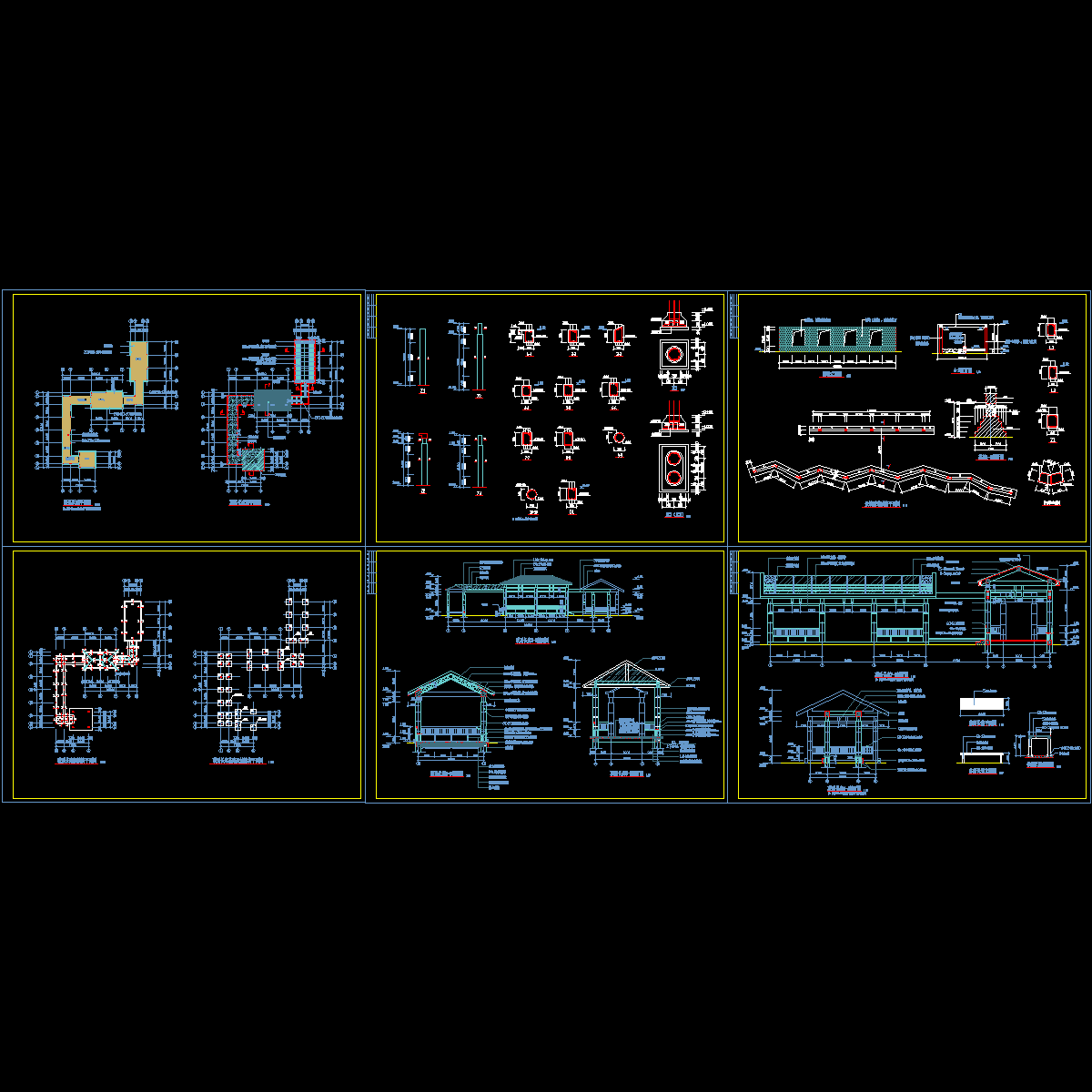 小区内长廊施工CAD详图纸全套 - 1