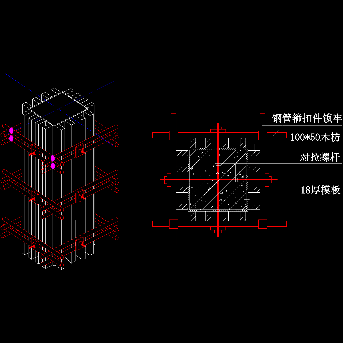 柱模板示意图纸（木模板） - 1