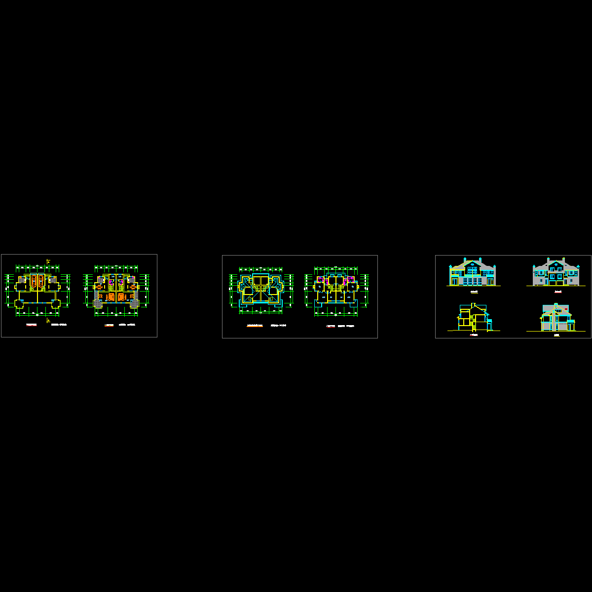 2层双拼别墅户型CAD图纸 - 1