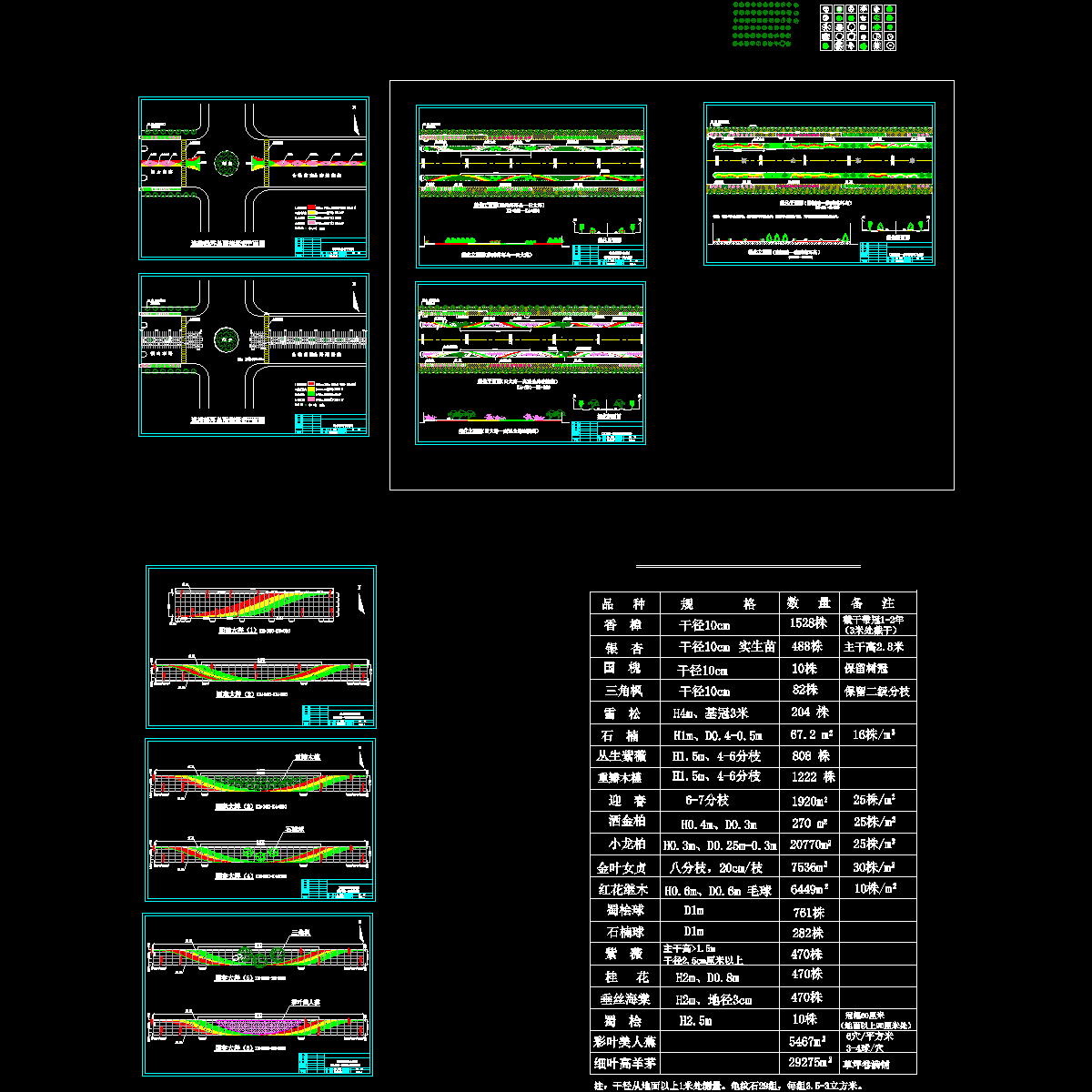 三板式道路绿化设计平面CAD大样图 - 1