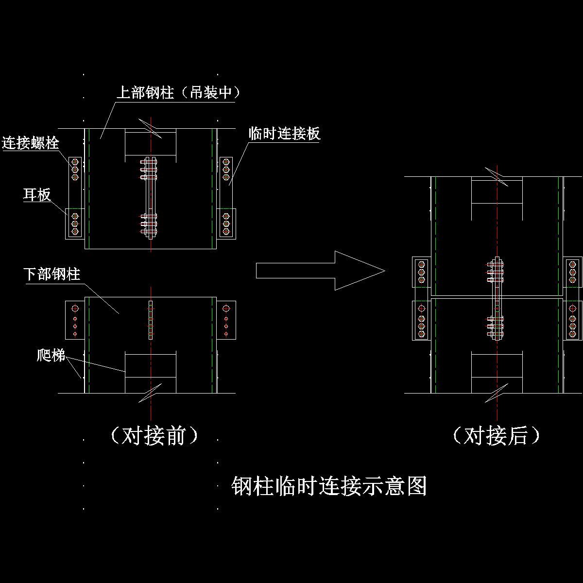 超高层综合楼钢柱临时连接示意图纸cad - 1