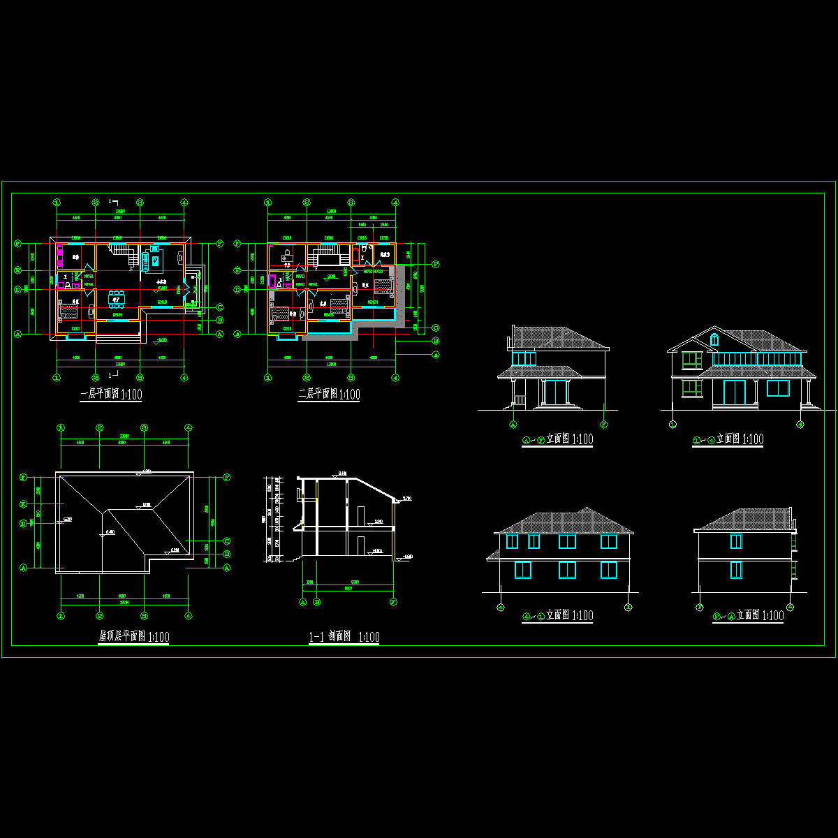 乡村2层别墅方案_CAD - 1