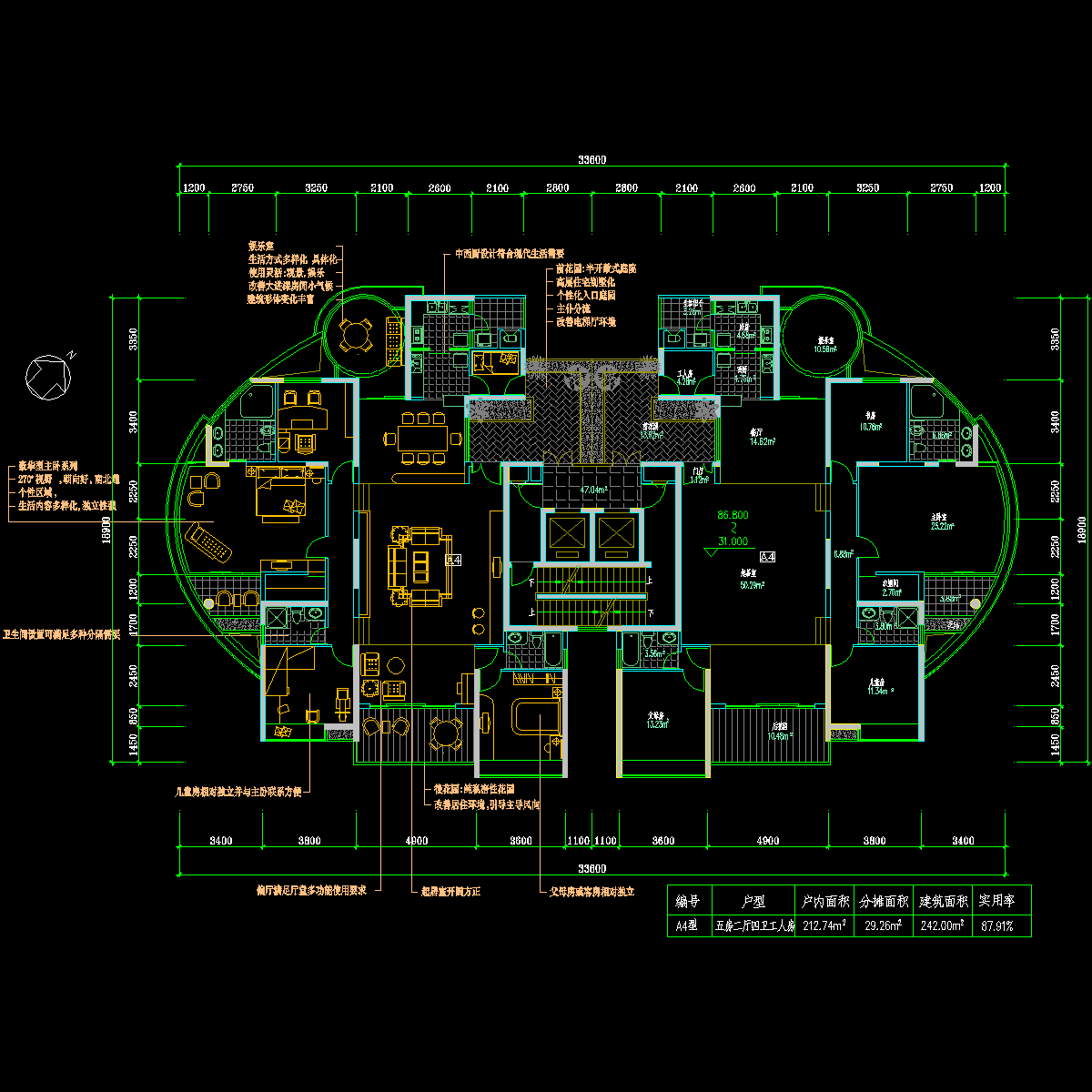 一梯两户带花园户型方案（242/242）_CAD - 1