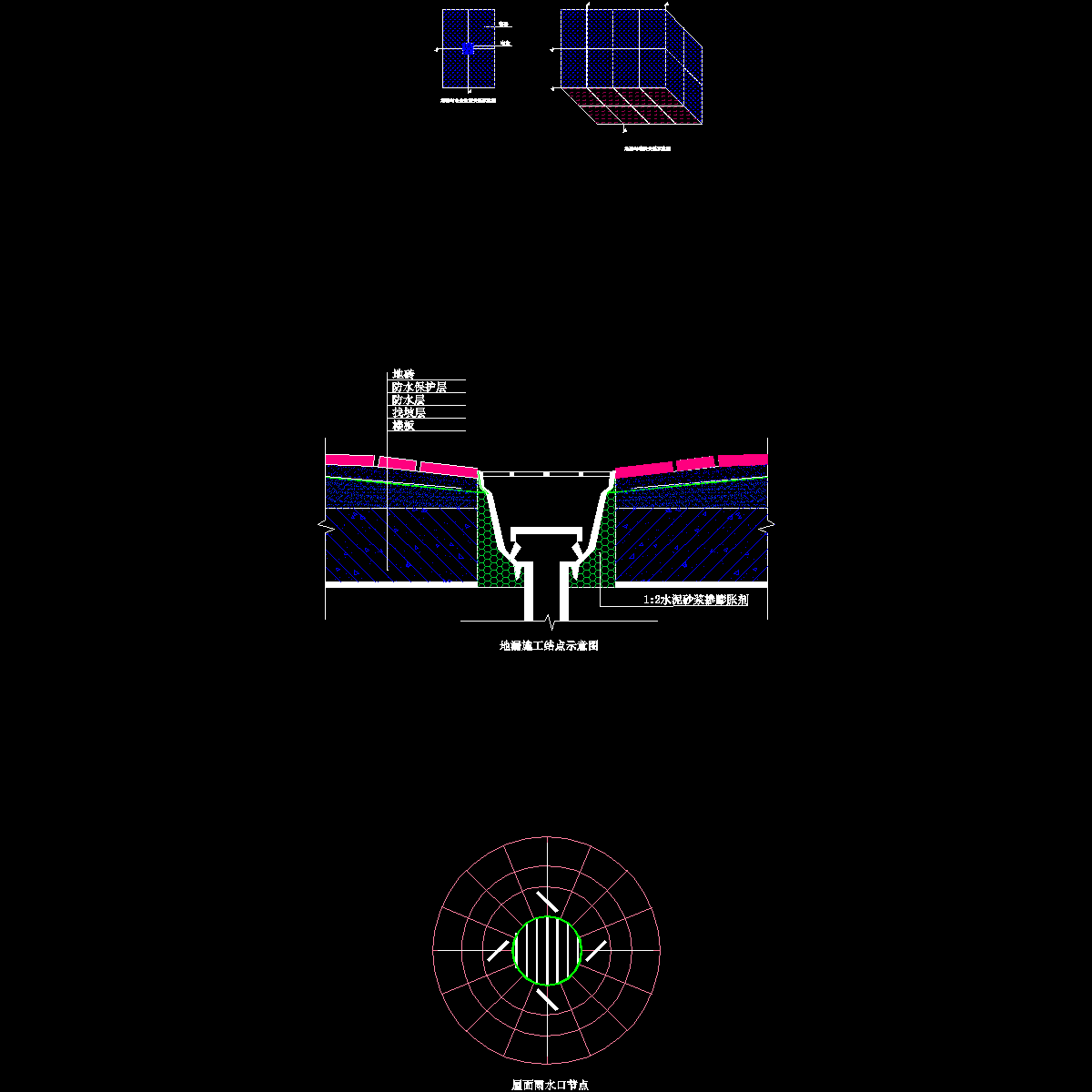 工程地漏施工节点示意图纸cad - 1