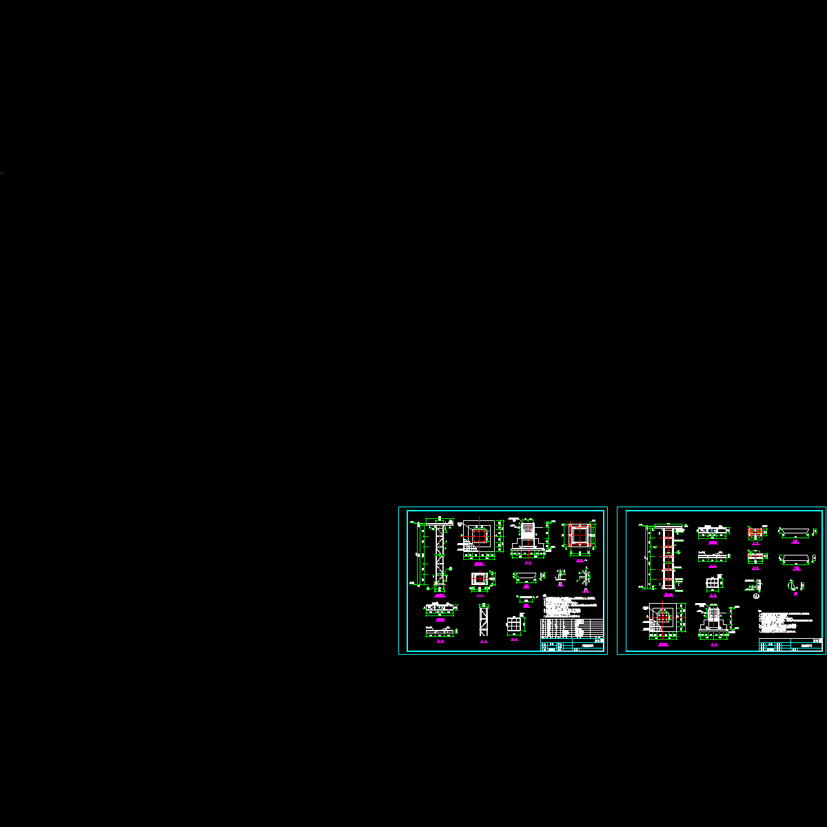 管道钢支架节点构造CAD详施工图纸 - 1