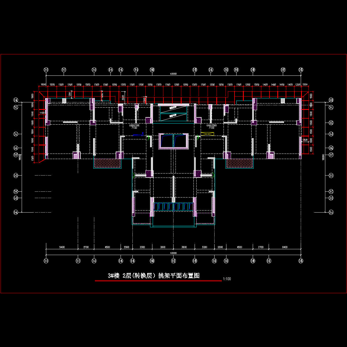 3#楼二层挑架工字钢布置图.dwg