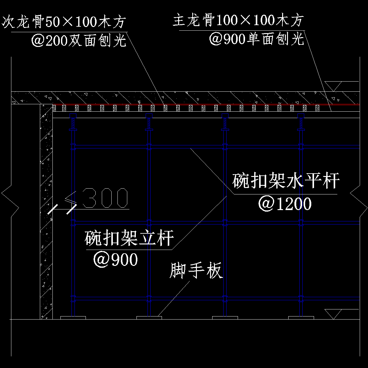 顶板模板施工示意图纸（覆膜多层板) - 1