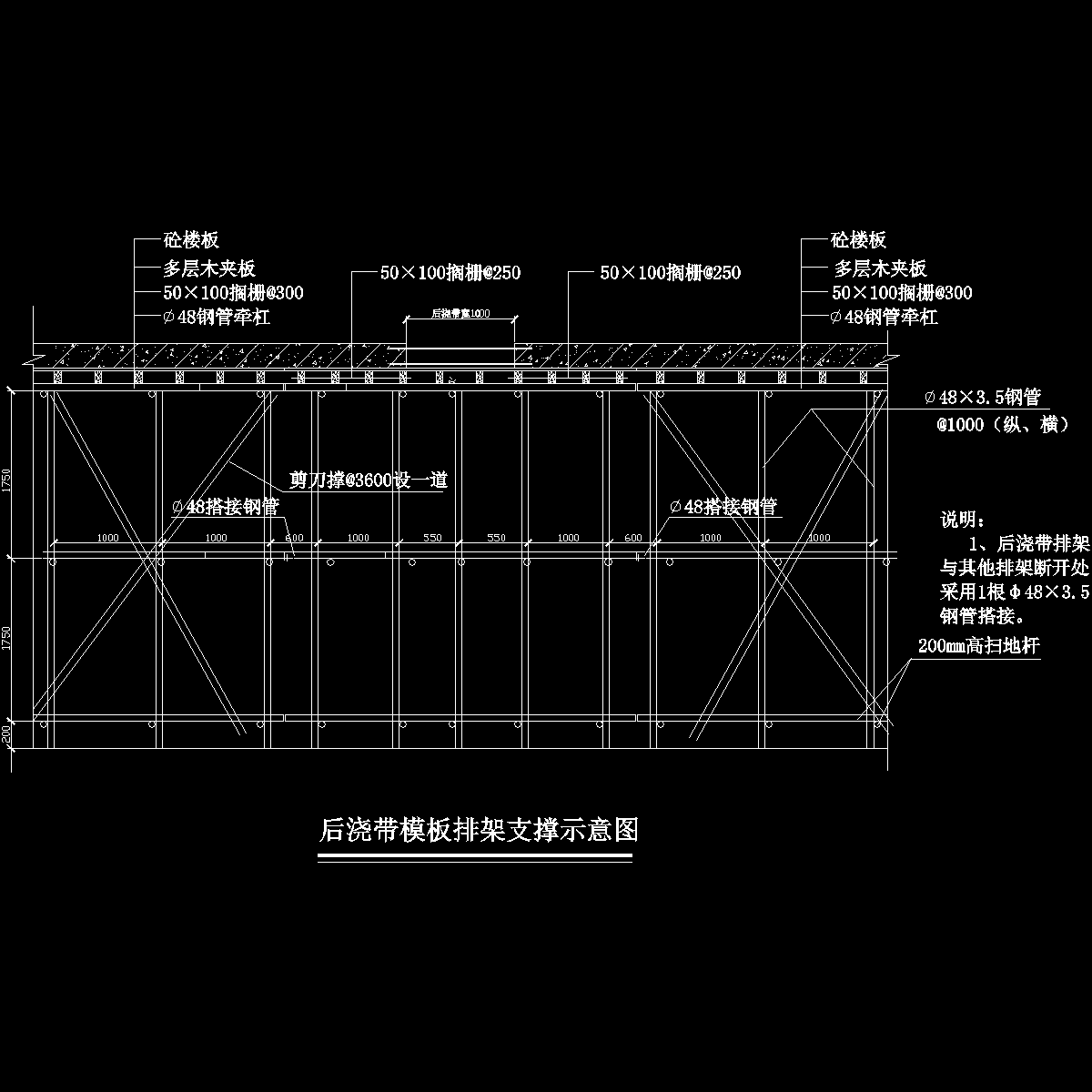 地下室后浇带模板支撑示意图.dwg