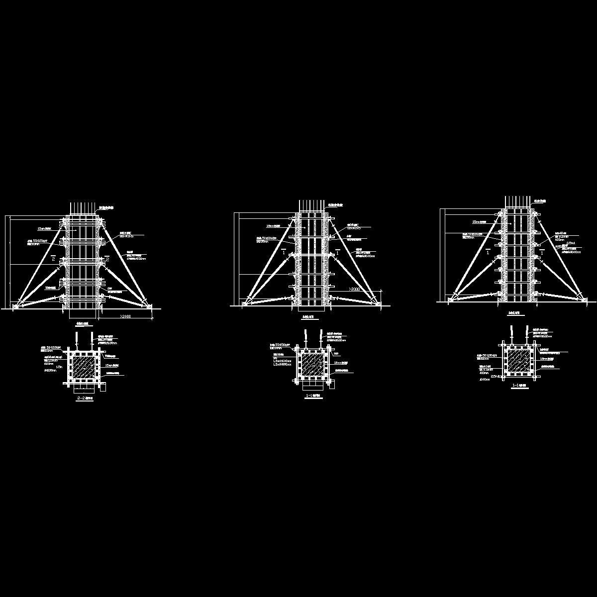 国内住宅项目柱模板立面图纸及剖面图纸cad - 1