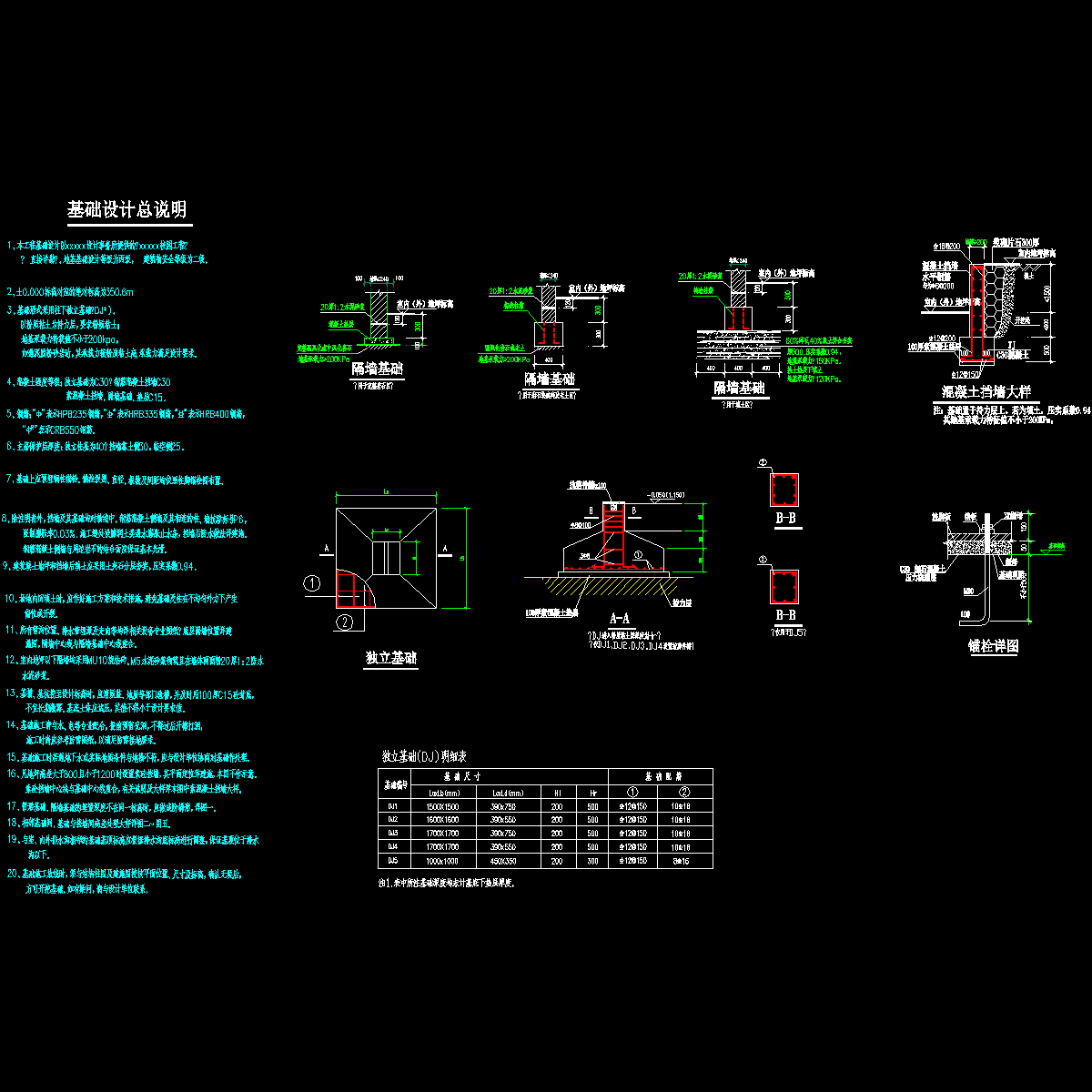 独立基础设计说明及节点构造CAD详图纸 - 1