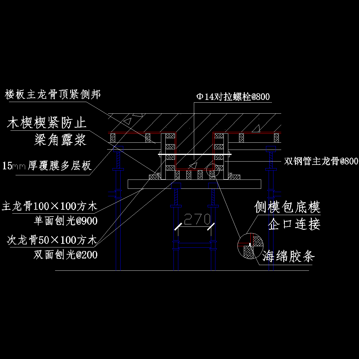 梁模板支撑施工示意图纸（15mm厚覆膜多层板） - 1