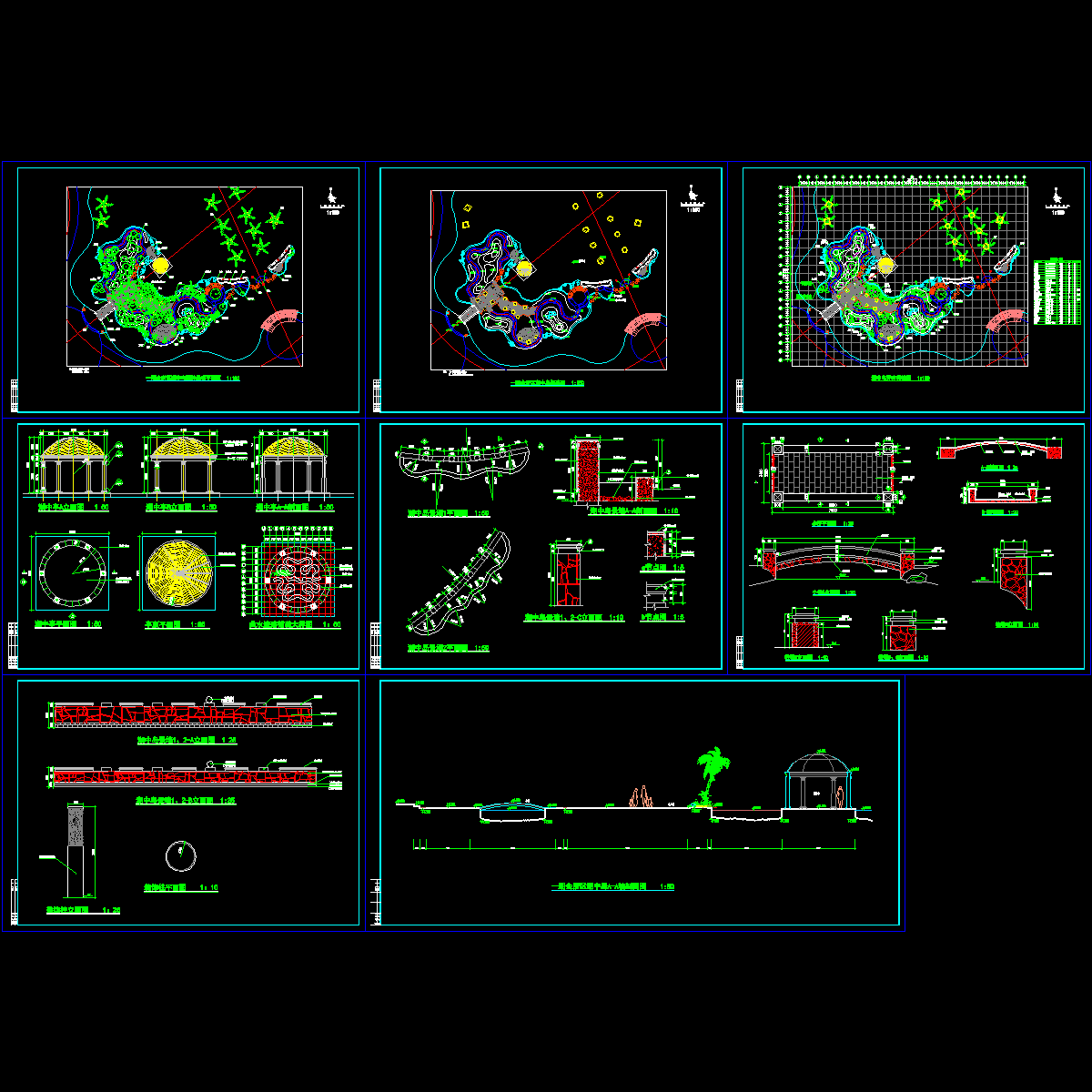 会所湖中岛园林景观施工CAD图纸 - 1