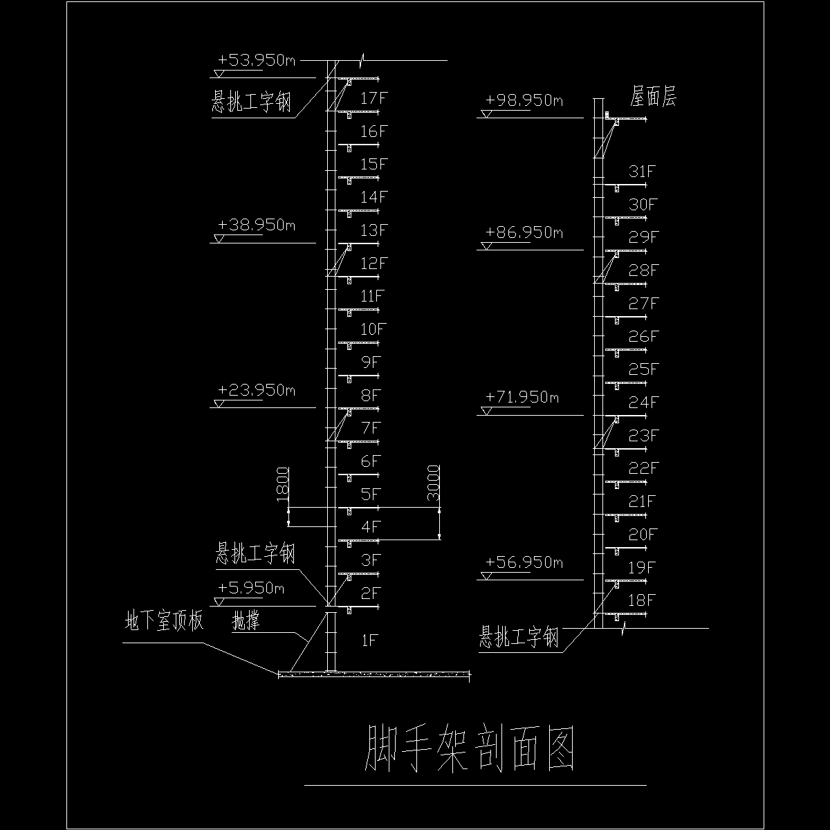 高层住宅楼落地及悬挑脚手架施工方案（附详图纸、计算书）,平面布置图 - 1