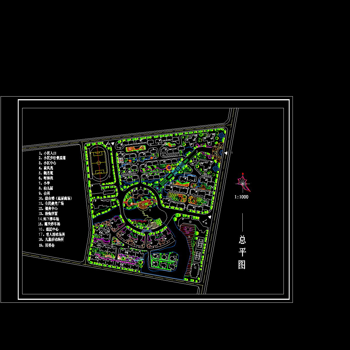 小区景观规划总平_CAD - 1