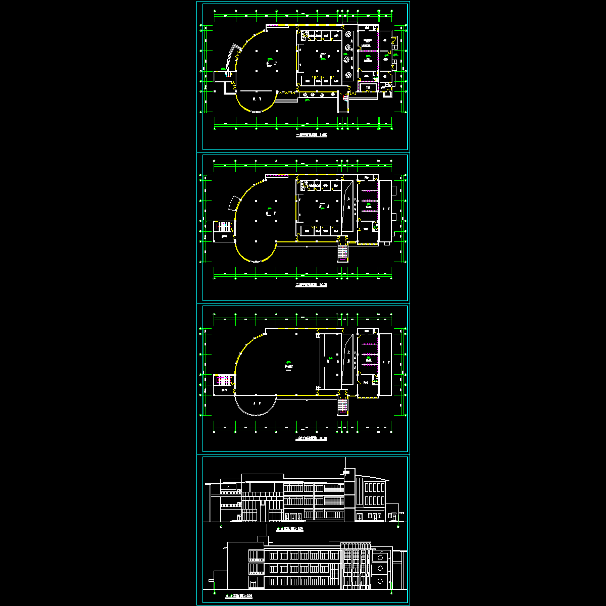 3层食堂建筑方案设计CAD初设图纸 - 1
