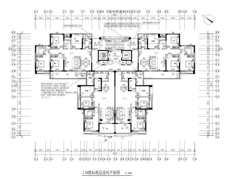 15万平住宅建筑通风设计施工图纸cad - 1