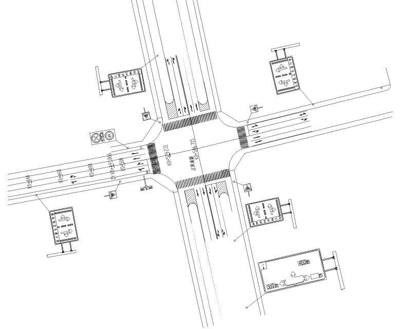 城市道路、交通、信控、站台、行道树平面布置图纸cad - 2