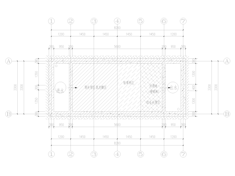 殡仪馆生化池设计施工图纸cad平面图及剖面图 - 2
