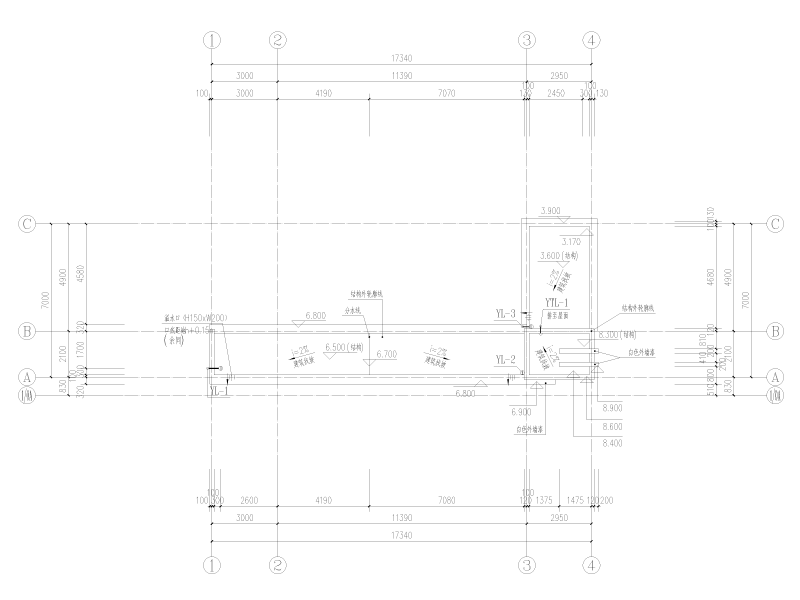 中学学校大门给排水施工图纸cad平面图 - 2