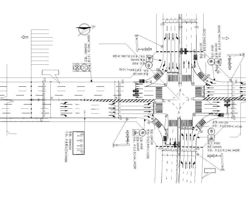 城市主干路渐变段交通工程施工图纸设计2021cad - 1